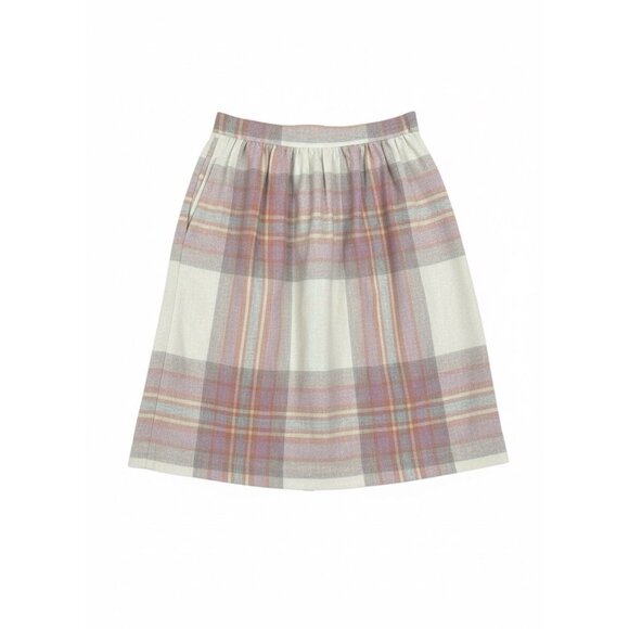 Block Island Petites Vtg Pleated Midi Skirt Pastel 70s Light Academia Sz 13 14 - Picture 2 of 5